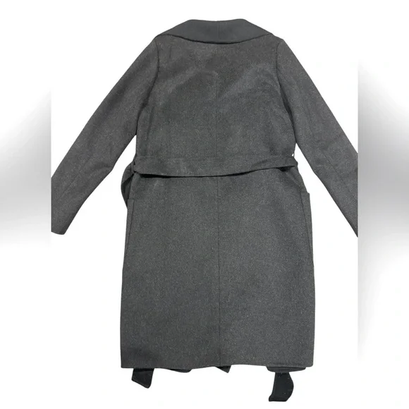 BCBG MAXAZRIA Scarlet Long Wool Wrap Black and Heather Grey Coat Women’s Small - Picture 3 of 4
